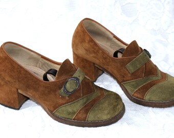 70s low shoes EU/DE size 37 chunky hippie suede shoes Dorndorf boho