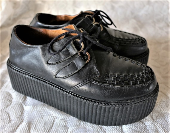 Plate-forme Chaussures à lacets vintage Cuir Creepers EU/DE - Etsy France