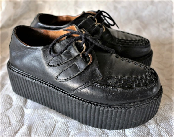 Plate-forme Chaussures à lacets vintage Cuir Creepers EU/DE - Etsy France