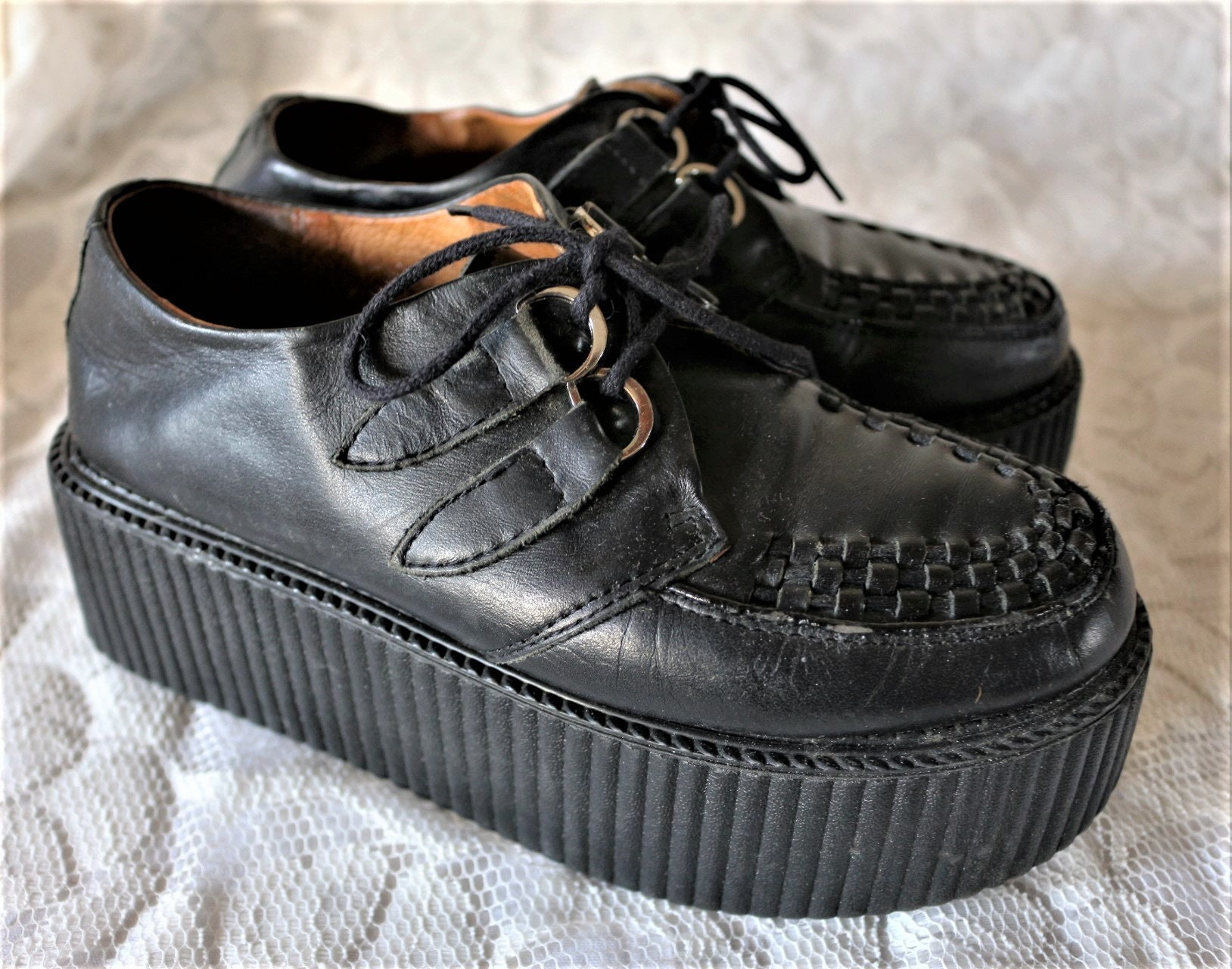 Platform Laces Vintage Leather Creepers EU/DE Gr. 345 Shoes - Etsy