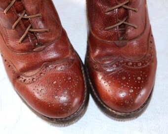 Budapester Stiefelette y2k Leder EU/DE Gr.37 vintage robust Booties rot-braun Schnürschuhe