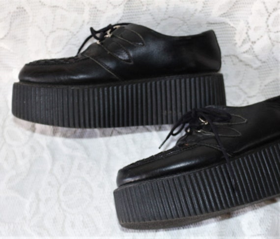 Platform Veterschoenen vintage Lederen Kruipers EU/DE Gr. 345 - Etsy België