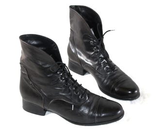 Botki EU/DE rozmiar 40 41, skórzane, w stylu boho chic, z podwiniętymi noskami, uniwersalne, sznurowane buty z kolekcji Y2K