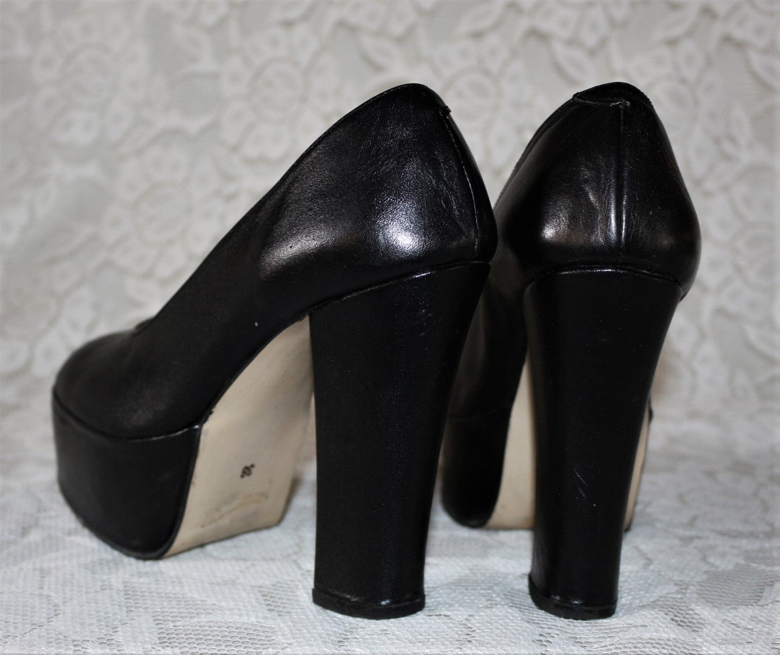 Plateau Pumps leren vintage jaren 80 jaren 90 schoenen EU/DE Etsy