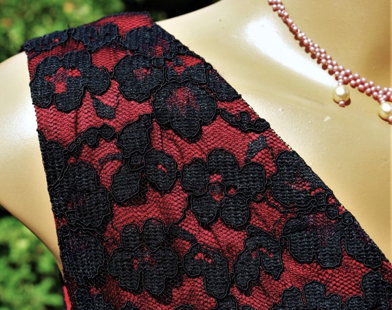 Dress 60s 70s tulle lace satin shift dress + bag … - image 7