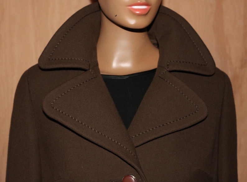 70s coat size L 40 42 wool coat with big collar TOP plain elegant hippie brown new wool