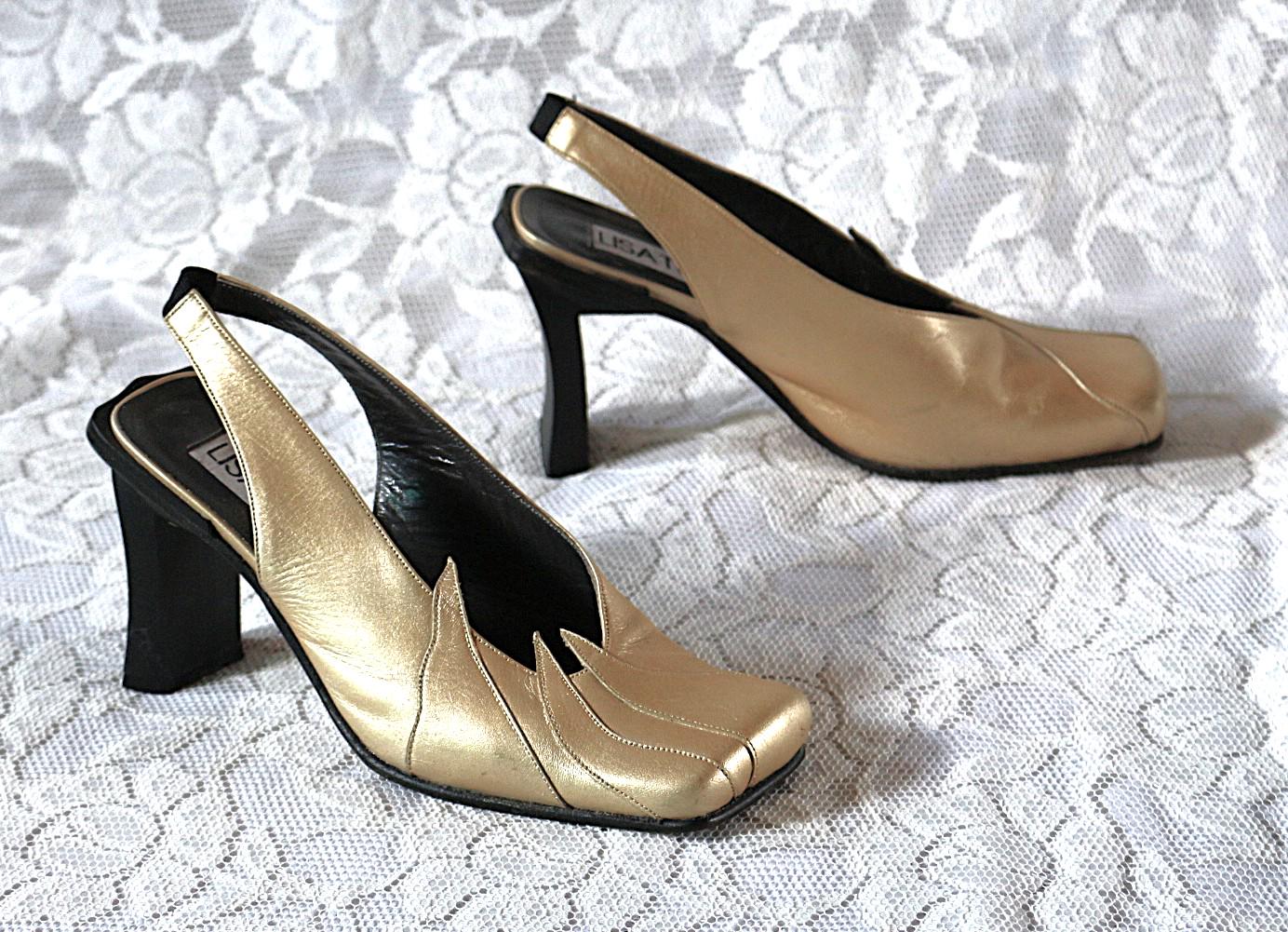 Escarpins En Cuir Patiné Roberto Durville - Taille 38 - Talons 5 Cm - Orange - Occasion Peu Portés