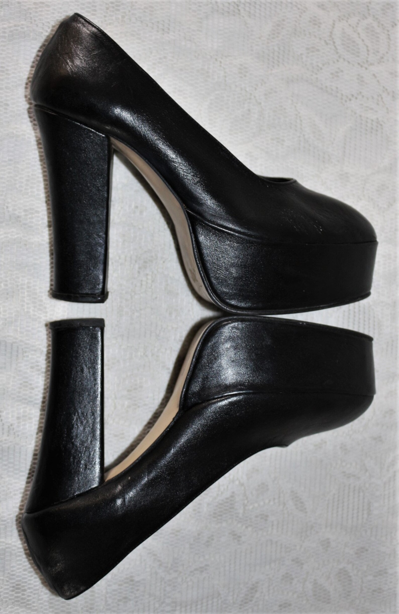 Plateau Pumps leren vintage jaren 80 jaren 90 schoenen EU/DE Etsy