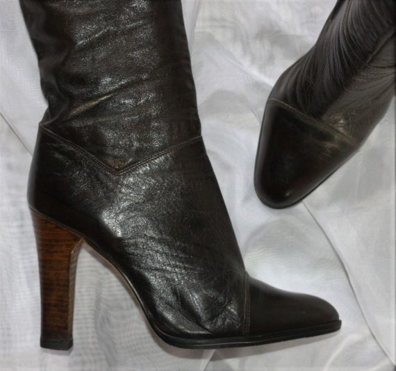 Boots 70s leather high heel 10,5cm slim! EU/DE siz
