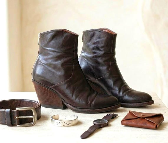 y2k Stiefelette hochwertig EU/DE Gr. 36,5 Vollleder boho Cowboyschuhe Design Officine Creative