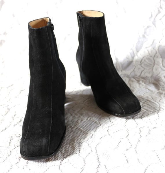 80er Stiefelette EU/DE Gr. 38 39 Wildleder schlicht vielseitig boho Vollleder