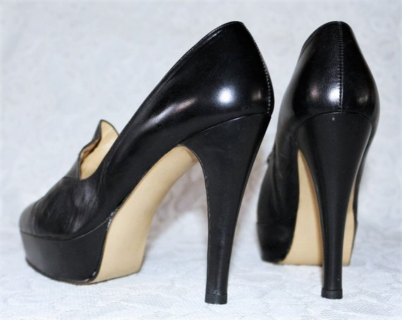 Plateau Pumps Stiletto 70s 80s Leather High Heel … - image 2