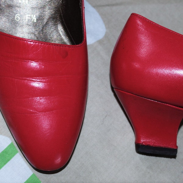 vintage Pumps rot von Dorndorf 80er EU/DE Gr. 39 40 schlank Slipper bequem Leder Schuhe elegant