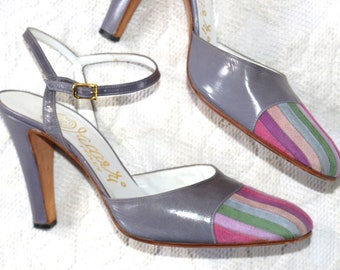 Sandali décolleté anni '80 taglia EU/DE. 38 39 eleganti décolleté con cinturino elegante da 10 cm colorate, vero vintage