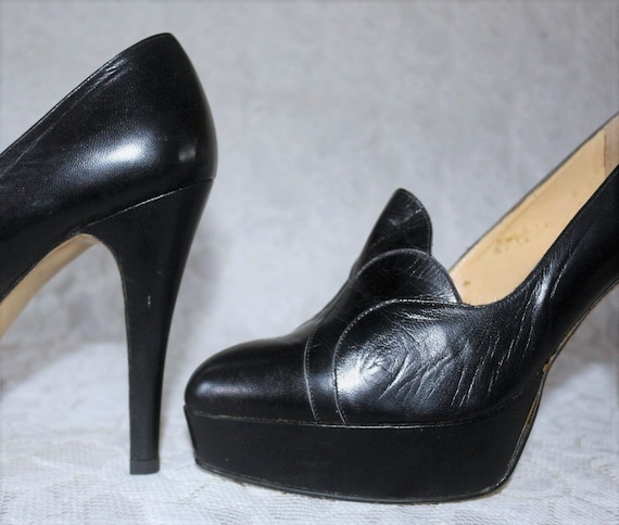 Plateau Pumps Stiletto 70s 80s Leather High Heel … - image 6