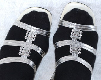 70s sandal true vintage EU/DE size. 42 vintage strap sandals hippie boho silver