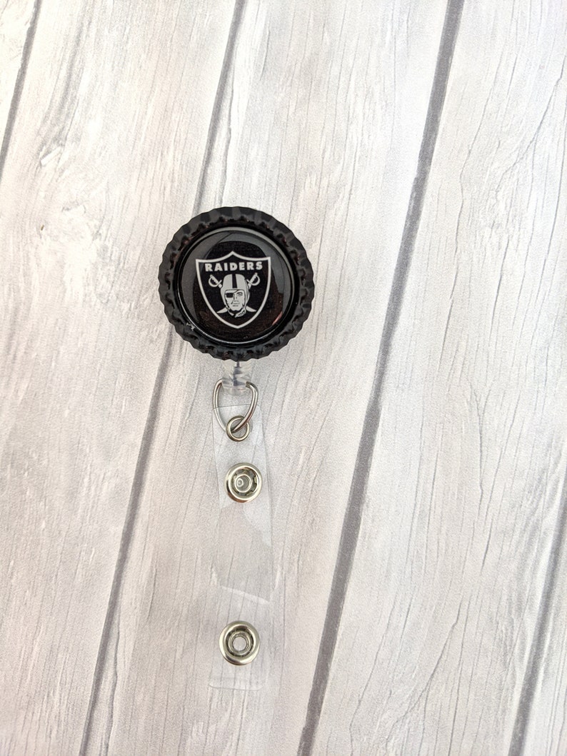 ID Holder Raiders Inspired Bottle Cap Badge Reel Nurse Badge Reel Medical Badge Reel RN Badge Reel