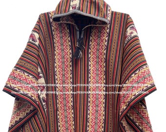 Alpaka Poncho Gelb für Männer und Frauen, Poncho Alpaka Wolle, Peru, Poncho für den Winter, Schal ethnischen, peruanische Ponchos