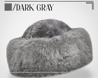Peruvian baby alpaca fur Drak Gray hat, russian hat, unisex fine alpaca hat, cossack hat, alpaca fluff hat, winter hat cossack