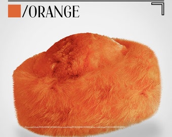 Peruvian baby alpaca fur Orange hat, russian hat, unisex fine alpaca hat, cossack hat, alpaca fluff hat, winter hat cossack