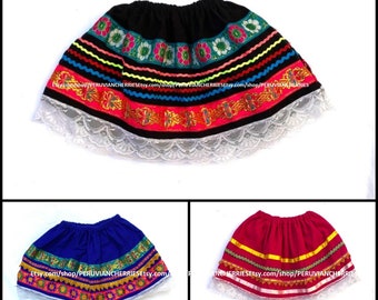 colorful peruvian fabric skirt , Multi Color Girls Skirt