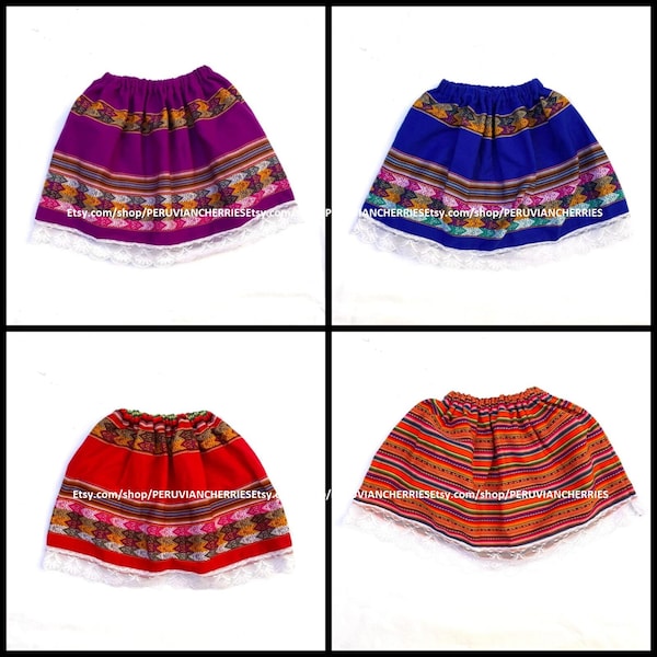 colorful peruvian fabric skirt , Multi Color Girls Skirt