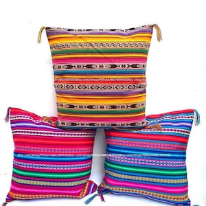 Peruvian blanket cushion, colorful blanket, Colorful blanket covers, Peruvian pillow case.