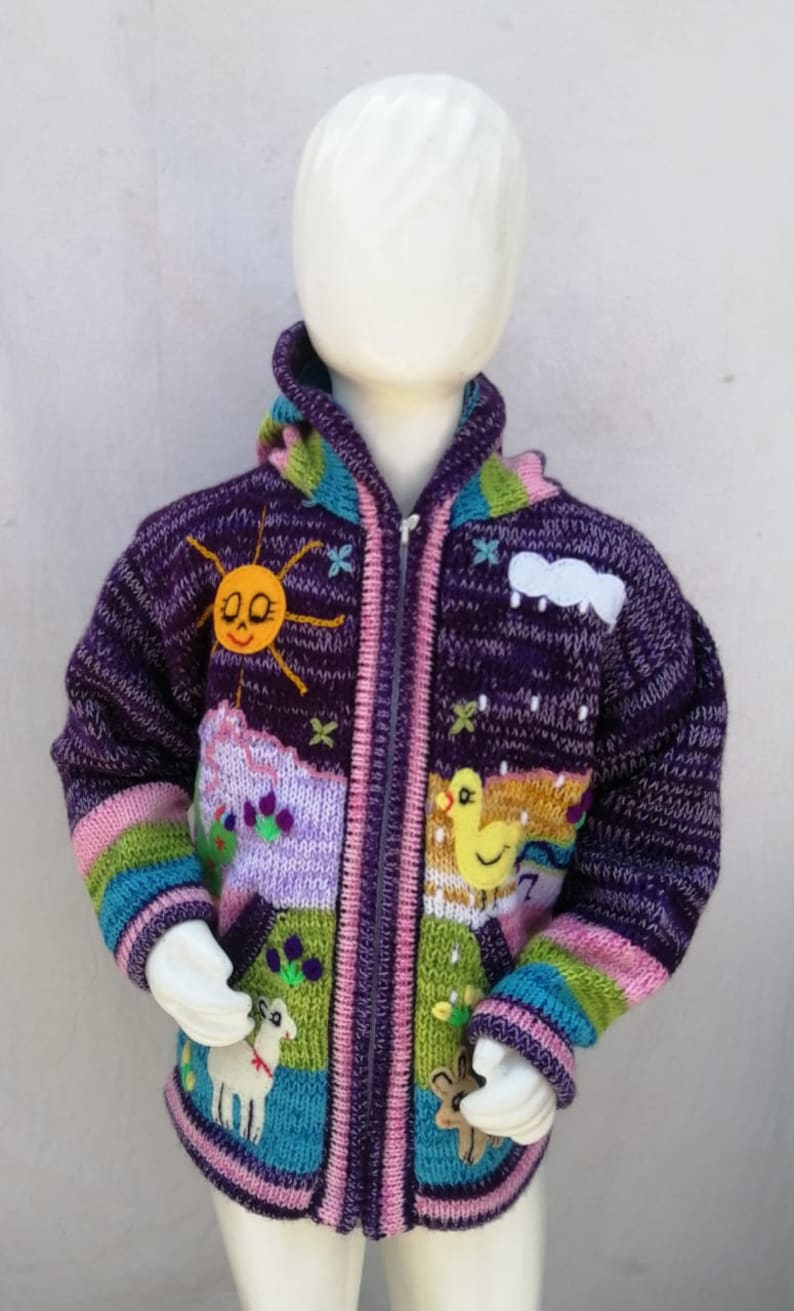 Children Hoodie Peruvian Sweater Unique Peru Hood Kids Wool Etsy Canada