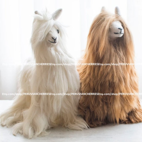 Best Baby Alpaca Suri Llama 9 IN 12 IN 18 IN Peruvian Handmade Alpaca Llama Stuffed Animal Plush Llama fur teddy alpaca