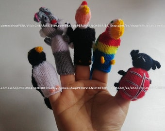 Lot of 15 NEW Handknitted Peruvian Crochet Finger Puppets Perfect present kids toddlers