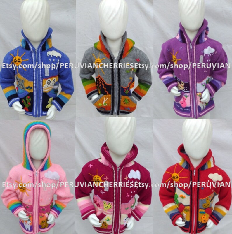 Children peruvian sweater Unique Peru Kids Wool Cardigan Etsy
