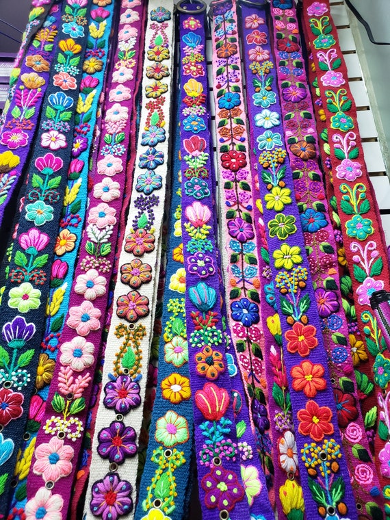 50) Floral Embroidered Belt UNICEF Market | Hand-Embroidered Floral Wool Belt from Peru  main image 4