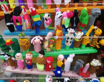 Lot of 101 NEW Handknitted Peruvian Crochet Finger Puppets Perfect present kids toddlers