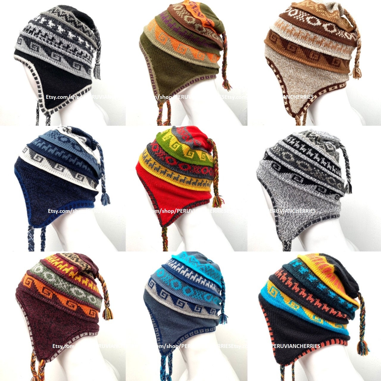 Unisex Peruvian Alpaca Hat Chullo With Earflaps 100% Lining 