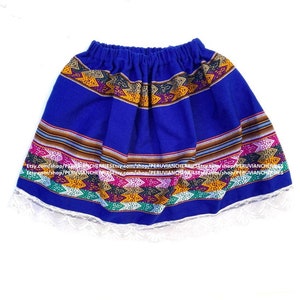 colorful peruvian fabric skirt , Multi Color Girls Skirt Blue