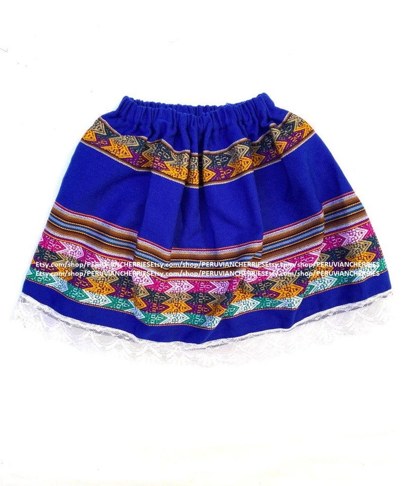 falda colorida de tela peruana, falda multicolor para niñas imagen 3