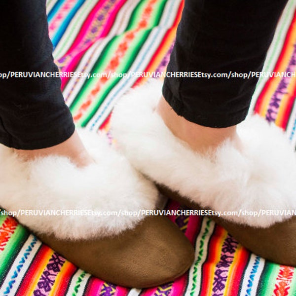 FREE SHIPPING! USA Canada Europe Best Alpaca Slippers Unisex, Alpaca fur slippers, peruvian slippers, alpaca slippers, peru slippers