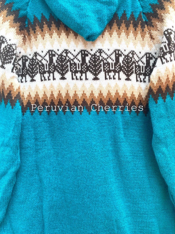 Turquoise Alpaca Sweater, Unisex Alpaca Sweater Cardigan
