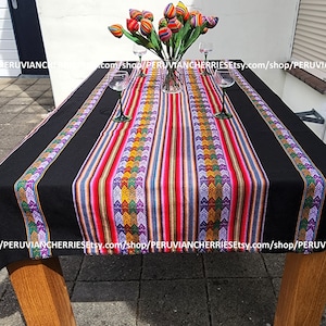 Original peruanischer Stoff, Tribal Ethnic Stripy Textil, Decke, bunte Tischdecke, peru Tischdecke, peru Textil, peruanische Tischdecke