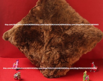 Free Shipping! BOTH SIDES Best Baby Alpaca Fur or Baby Alpaca pillow 40cmx40cm or 16&quot;x16&quot;. Lovely Alpaca Fur Pillow Plush Very Soft