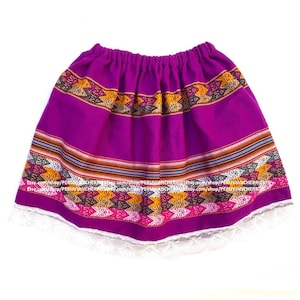 colorful peruvian fabric skirt , Multi Color Girls Skirt Purple