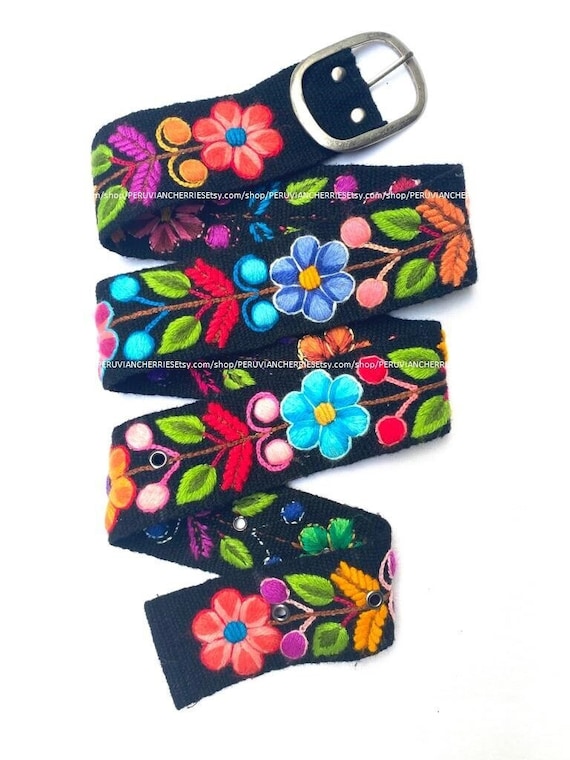 Black hotsell floral belt