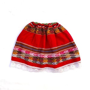 colorful peruvian fabric skirt , Multi Color Girls Skirt Red