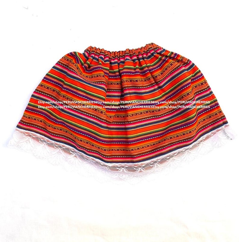 colorful peruvian fabric skirt , Multi Color Girls Skirt Rainbow