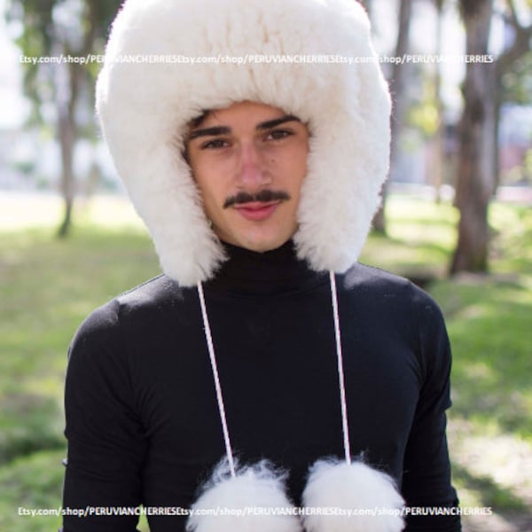 White Alpaca fur hat, fine Alpaca hat, unisex alpaca hat, russian hat, cossack hat, alpaca fluff