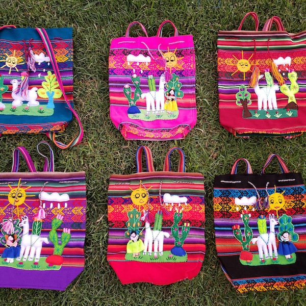 Peruvian embroidery backpack for kids, backpack for kids beautiful colors backpack for kids