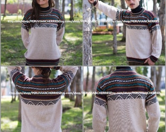 Livraison gratuite ! Nouveau pull unisexe ethno boho en laine d'alpaga, pulls en laine, pull femme, pull homme, pull péruvien, pull ethno boho