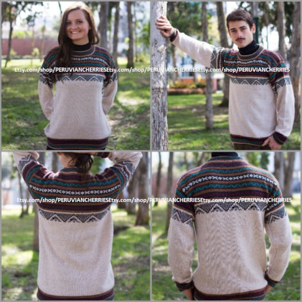 Free shipping! New ethno boho alpaca wool unisex sweater,wool sweaters, women's sweater, men's sweater, Peruvian sweater, ethno sweater boho