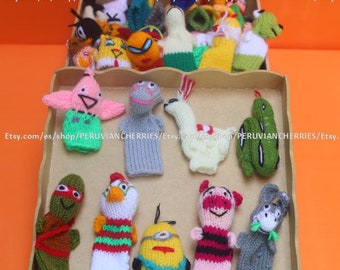 Lot of 51 NEW Handknitted Peruvian Crochet Finger Puppets Perfect present kids toddlers