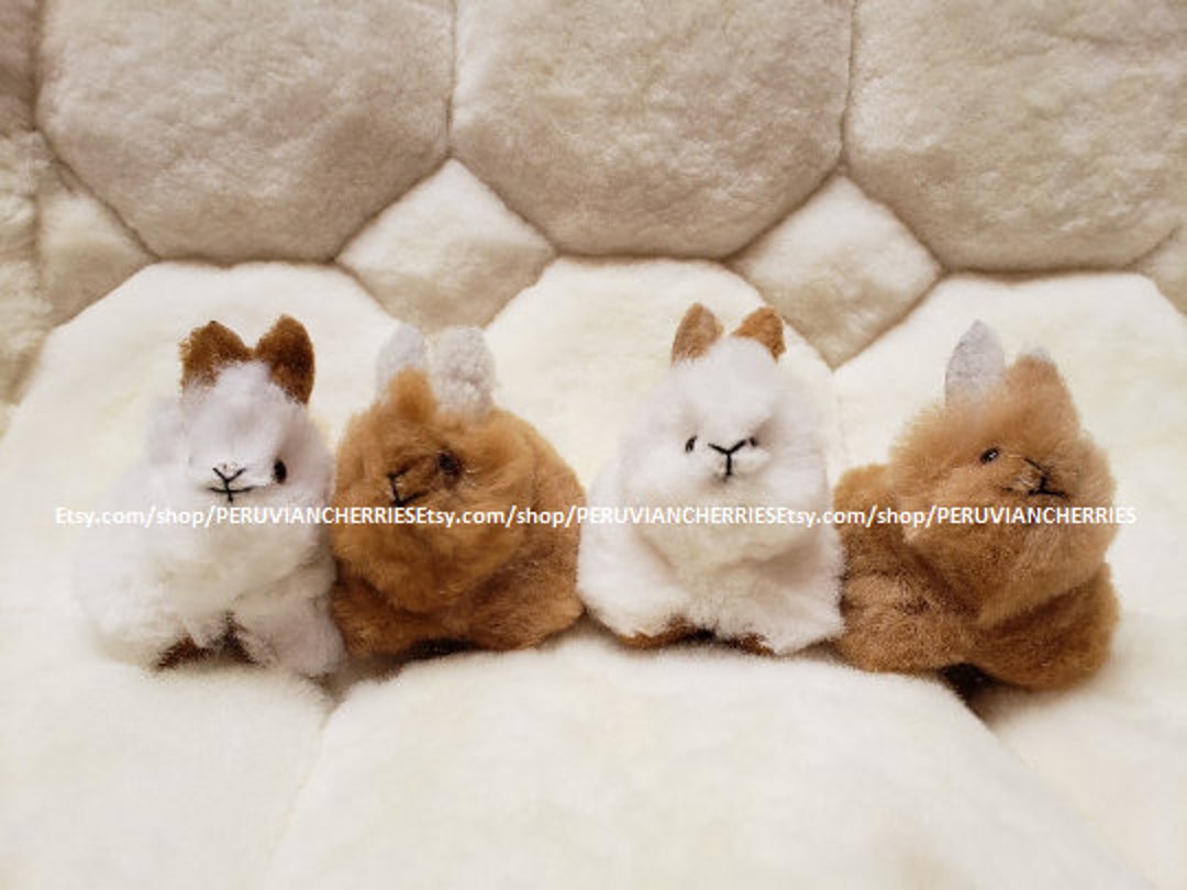 Conejo de peluche relleno hecho a mano, juguete de alpaca